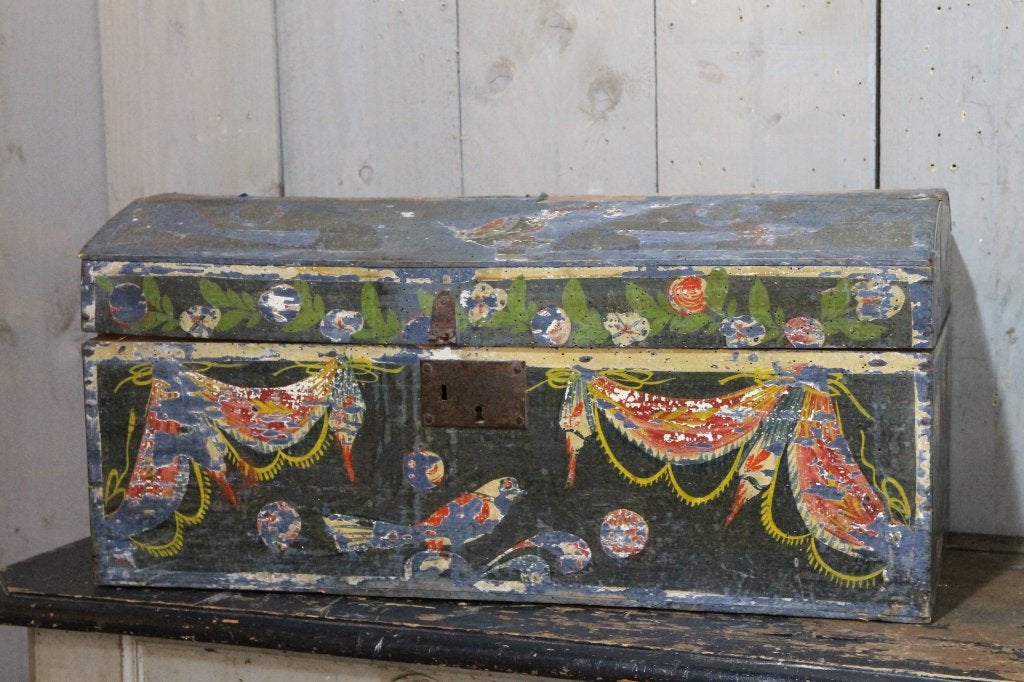 grote shabby antieke bruidskist, Antiek en Kunst, Antiek | Woonaccessoires, Ophalen of Verzenden