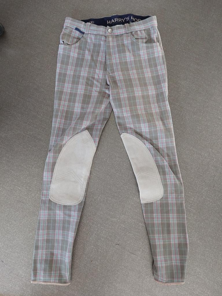 Paardrijbroek Harry's Horse maat 164, grijs geruit, Ophalen of Verzenden, Gebruikt, Dressuur, Kinderen