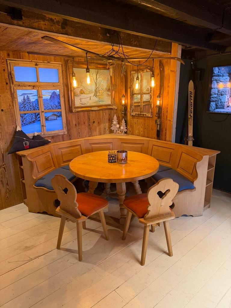 Oostenrijkse eethoek | Stube zithoek | Ronde bank + tafel, Antiek en Kunst, Ophalen