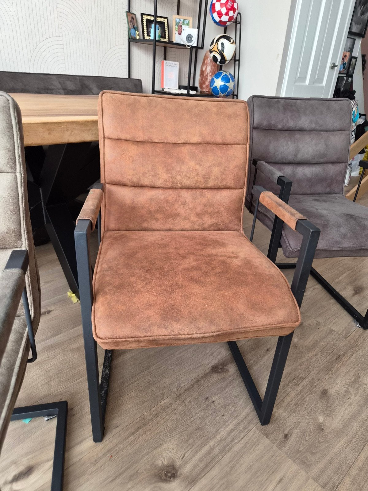 Set van 3 industriële eetkamerstoelen, Huis en Inrichting, Ophalen, Gebruikt, Drie, Metaal