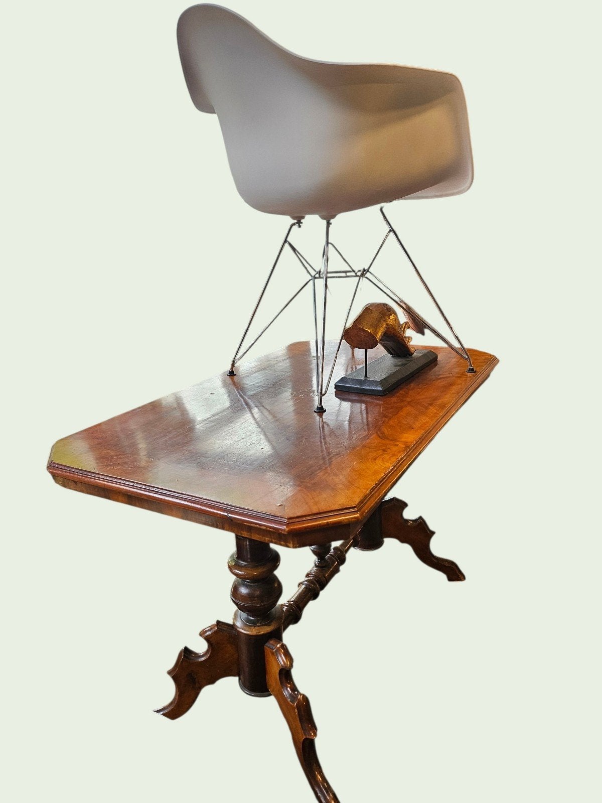 Antieke bijzettafel met gedraaide poten, Ophalen