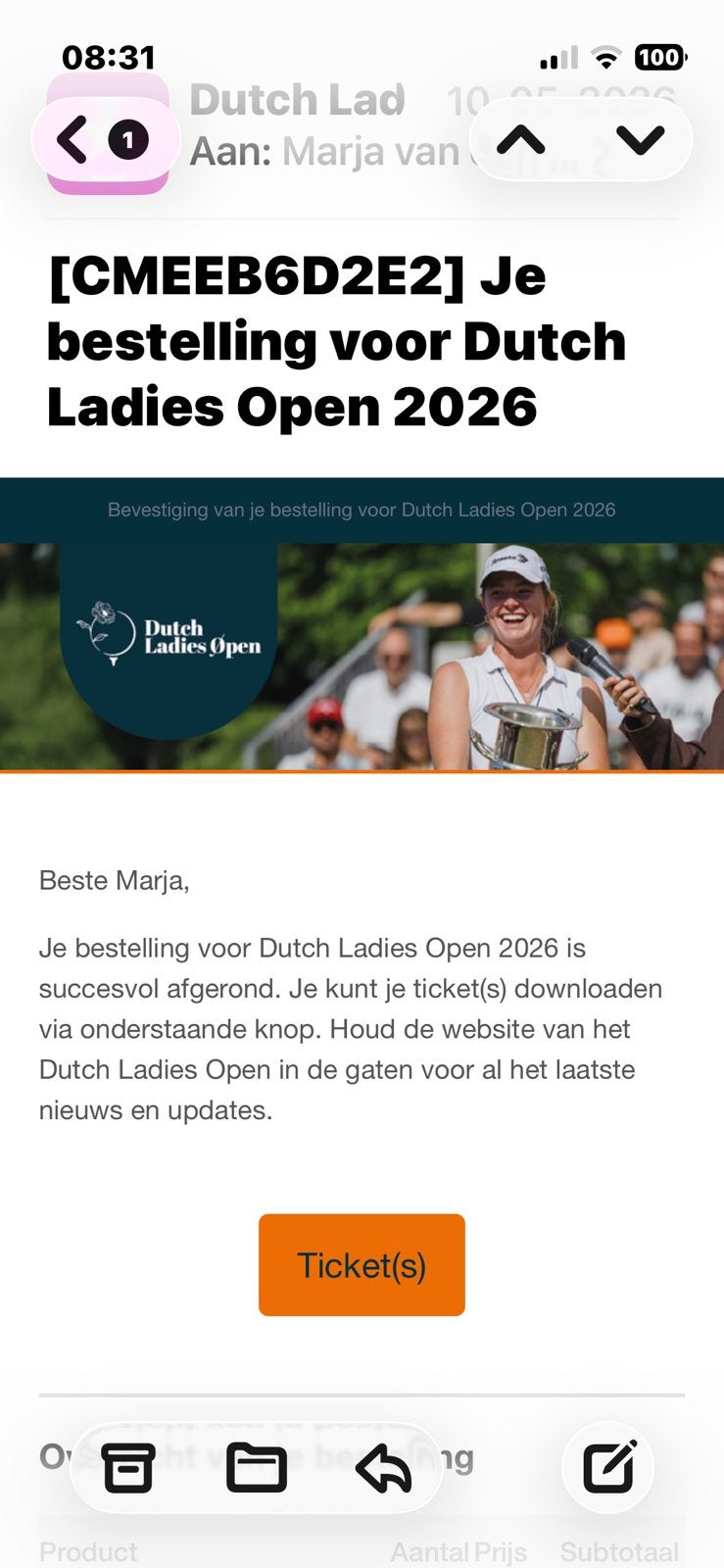 Dutch Ladies Open 2026, Ophalen of Verzenden, Nieuw