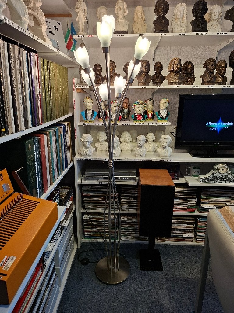 Schemerlamp Vintage Regency style 8 armen met kelk, Ophalen, E14 (klein), Zo goed als nieuw, Metaal