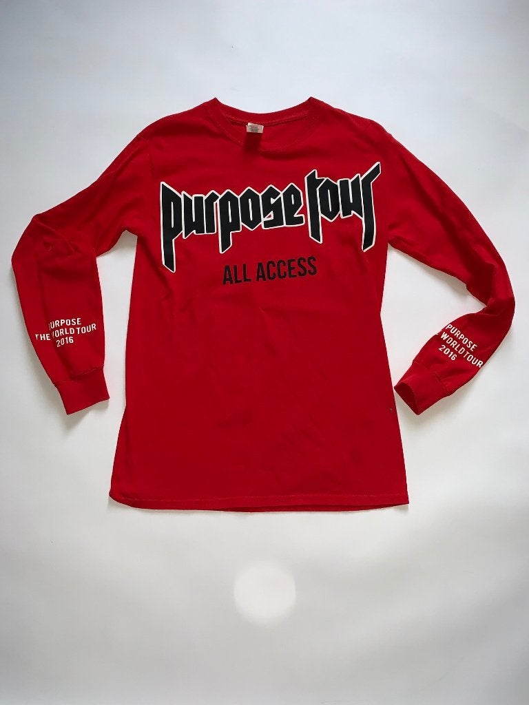 JUSTIN BIEBER longsleeve S in ~~nieuw~~ staat, Verzenden, Zo goed als nieuw, Maat 36 (S), Rood