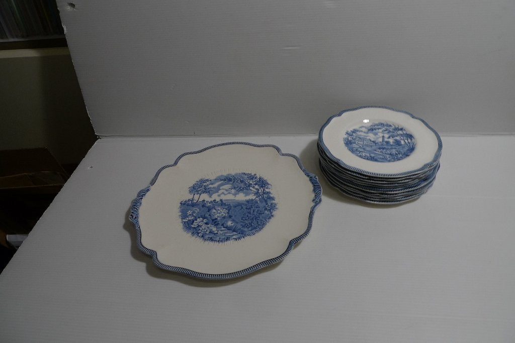 Vintage Johnson Bros English Gardens gebakstel, Antiek en Kunst, Ophalen of Verzenden