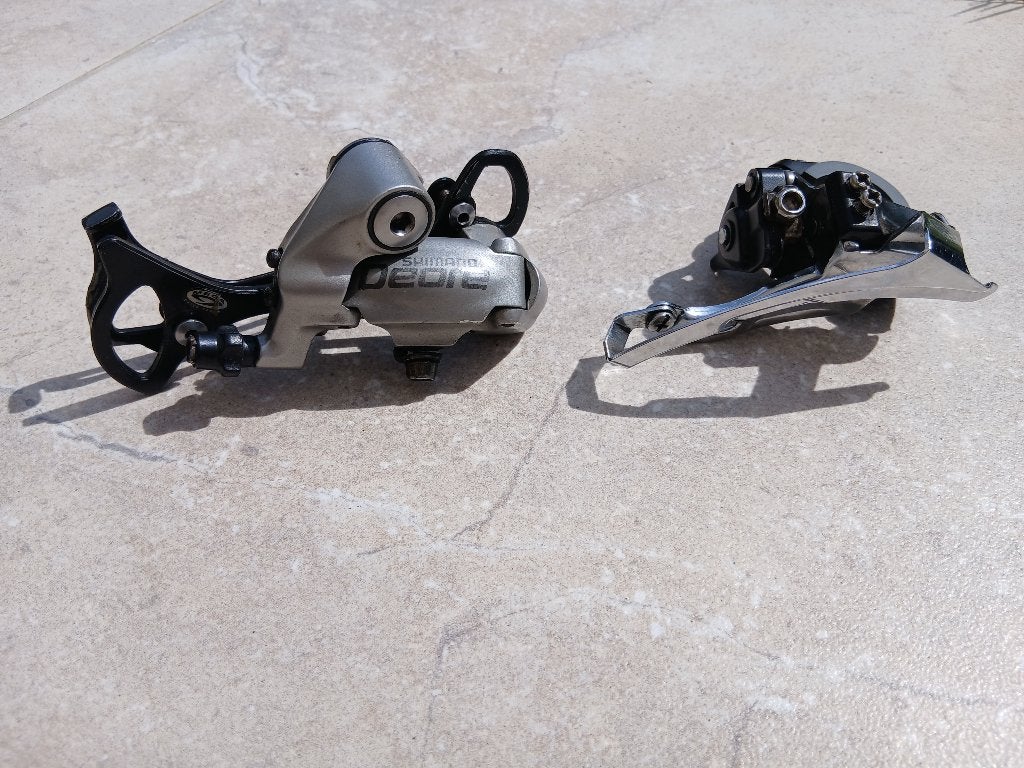 Shimano RD-M510 + FD-M510 - achter- / voorderailleur 9 speed, Ophalen, Kinderfiets, Derailleur of Ketting, Aluminium