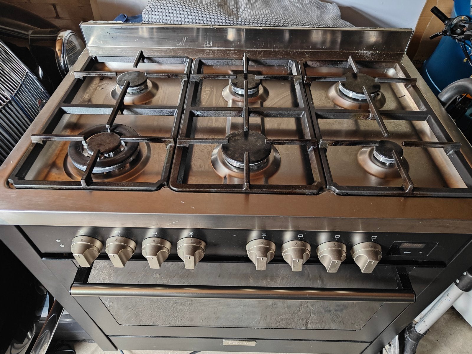 Pelgrim 6 pits gasfornuis met elektrische oven, Witgoed en Apparatuur, Fornuizen, Ophalen, 60 cm of meer, 4 kookzones, Zo goed als nieuw