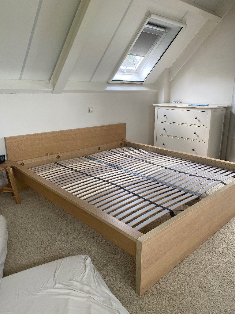Zwart Malm bed IKEA 160x200, Ophalen, Gebruikt, Zwart, Tweepersoons