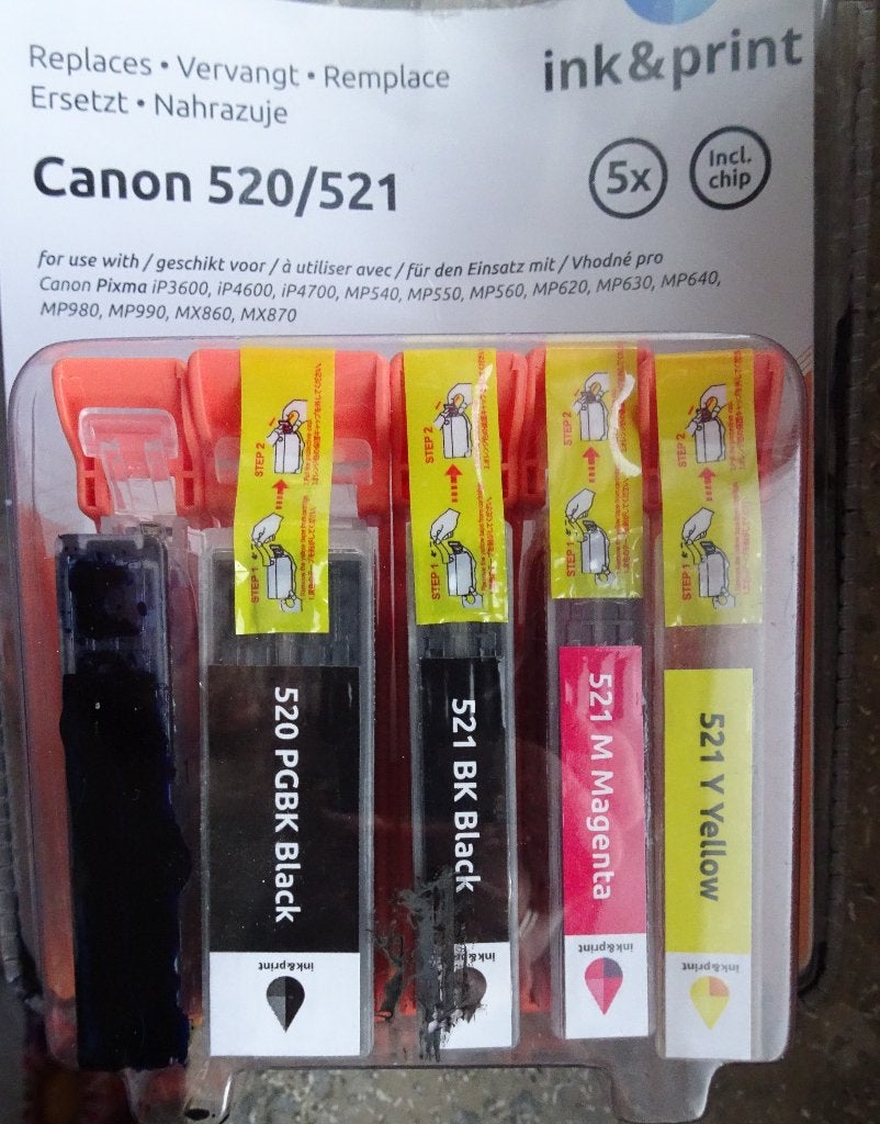 4 NIEUW INKTPATRONEN VOOR EEN CANON 520/521 PRINTER, Ophalen of Verzenden, Nieuw, Cartridge, CANON 520 / 521 PRINTER