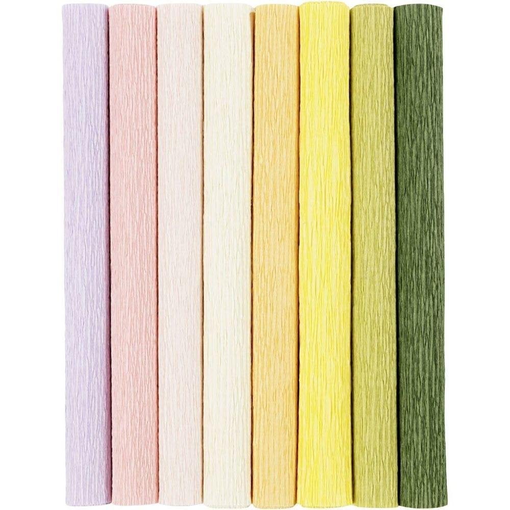 Crêpepapier pastelkleuren 8 rolletjes 25 x 60 cm per rol, ., Nieuw, Ophalen of Verzenden, Papier of Karton