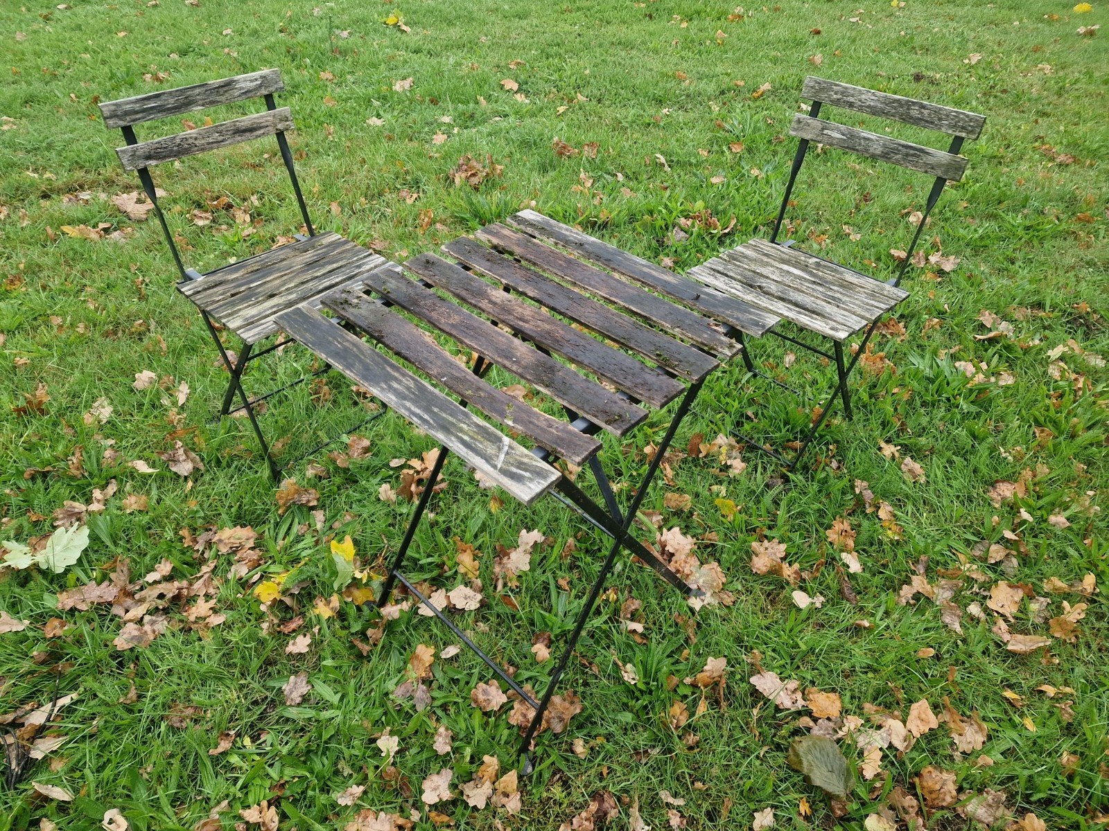 Tuinsetje: Bistro set, hout, Tuin en Terras, 2 zitplaatsen, Gebruikt, Ophalen of Verzenden, Nb