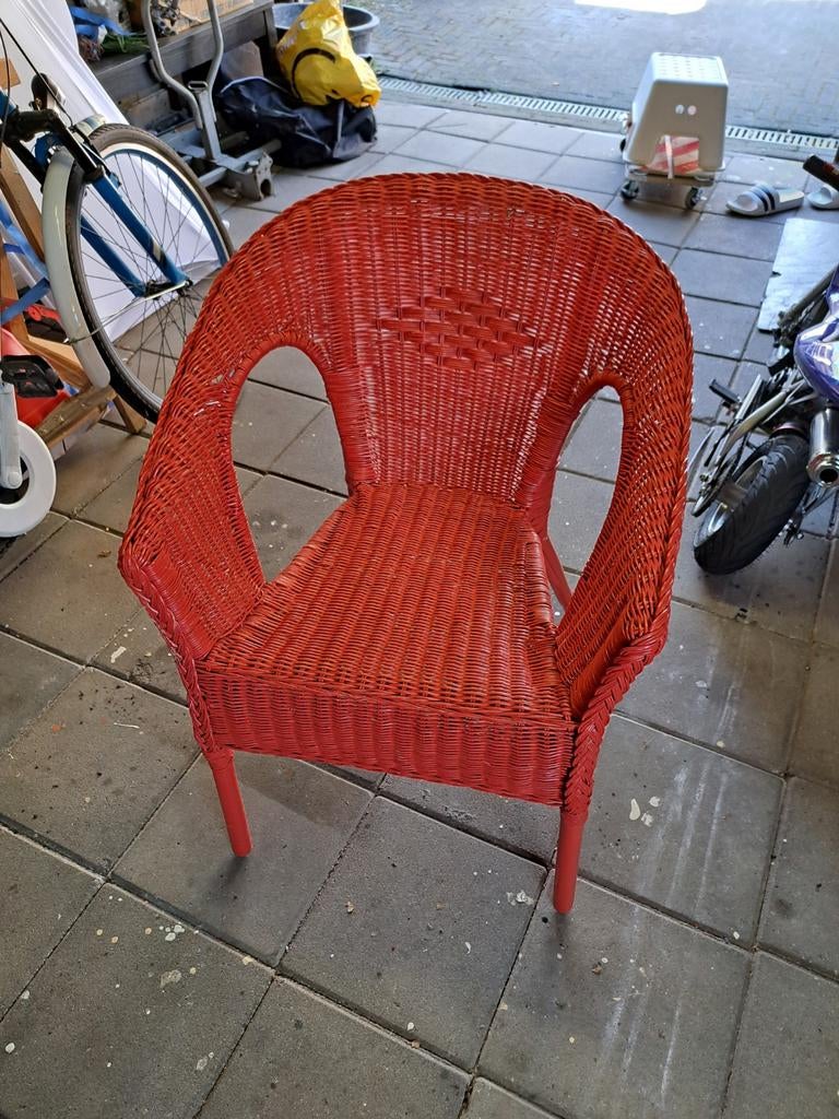 IKEA AGEN Fauteuil - Rood Rotan en Bamboe, Ophalen, Gebruikt, Riet of Rotan, Scandinavisch, Natuurlijk, Casual