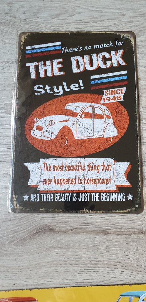 2cv 2 cv citroen een metalen metaal plaat the duck style, Huis en Inrichting, Metaal, 30 cm, 20 cm, Nieuw