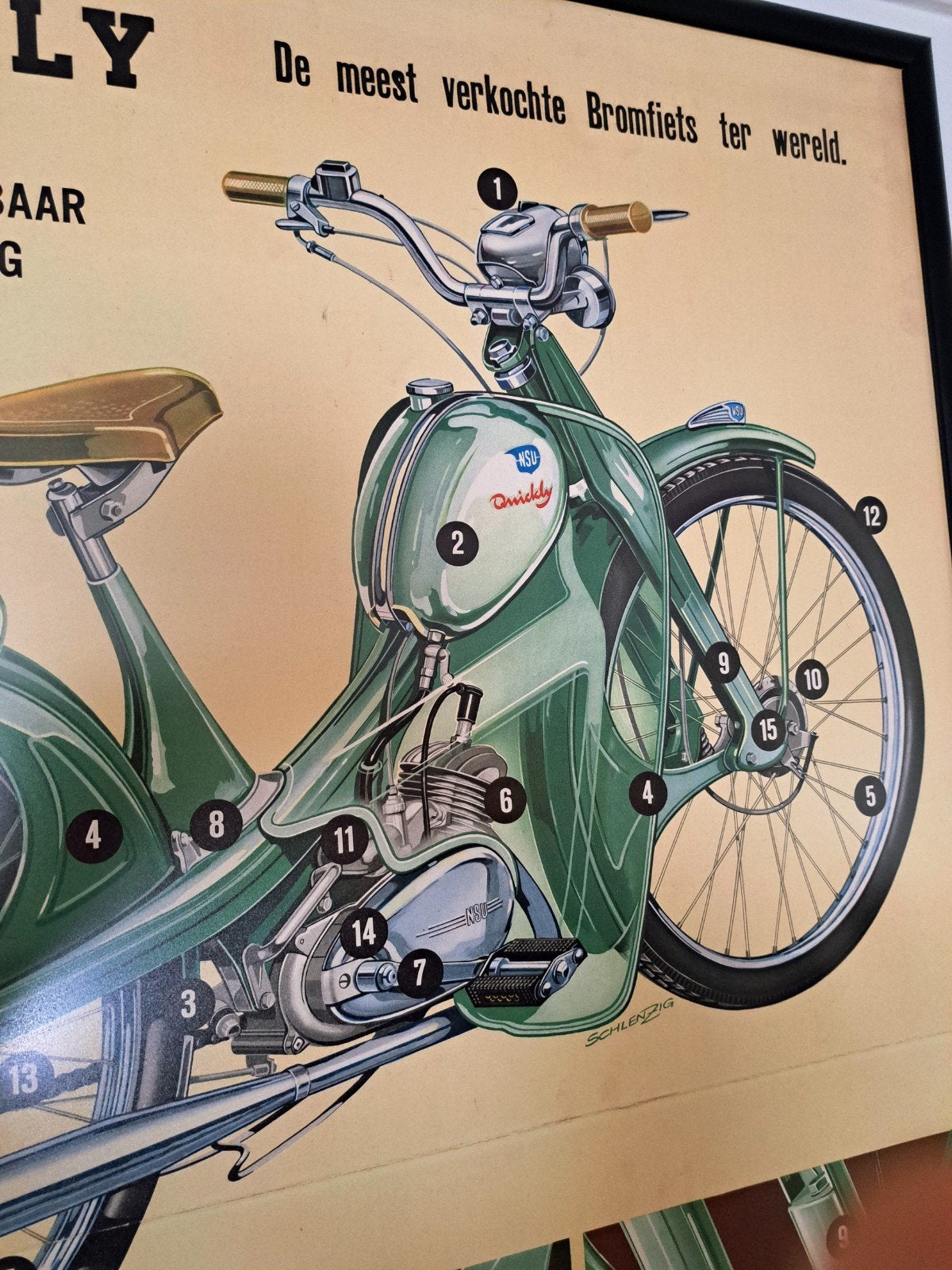 NSU Quickly reclameposter 1955 - A0 - 85x120cm -, Rechthoekig Staand, Deurposter of groter, Nieuw, Ophalen of Verzenden
