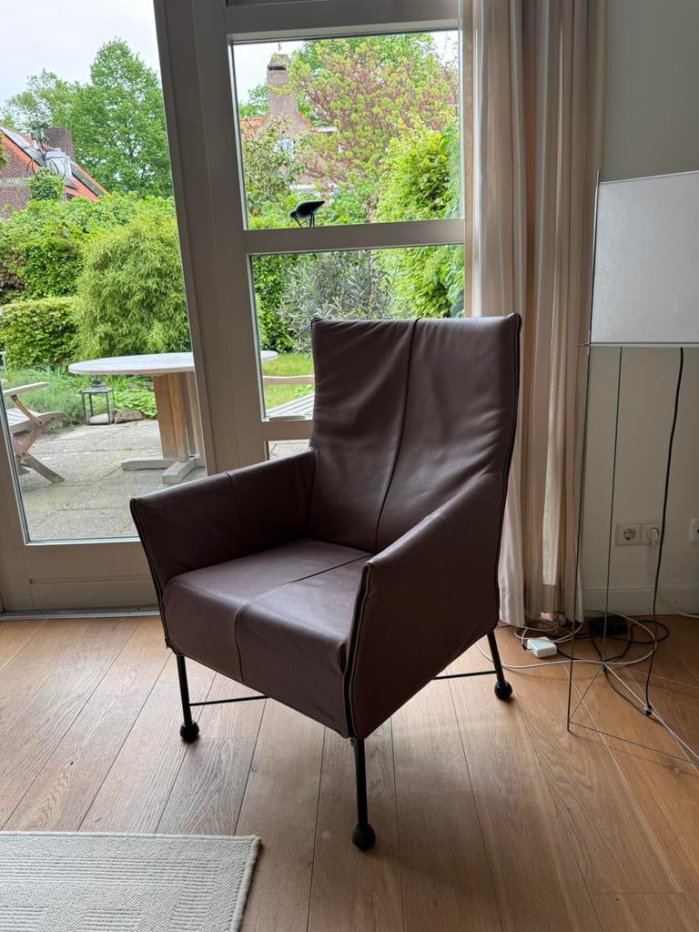 Montis leren design fauteuil Charly, bruin/taupe, Ophalen, Gebruikt, 50 tot 75 cm, Leer