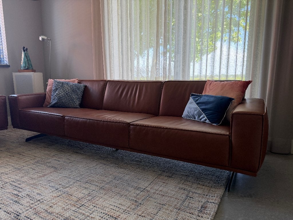 Leren Bank met loveseats, Ophalen, Zo goed als nieuw, Leer, Leren bank met 2 loveseats