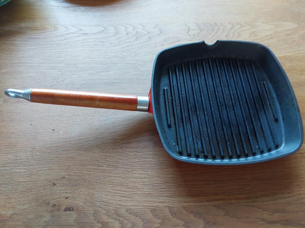 Gietijzeren grillpan - Zo goed als nieuw, Ophalen of Verzenden, Zo goed als nieuw, Gietijzer, Koekenpan of Braadpan