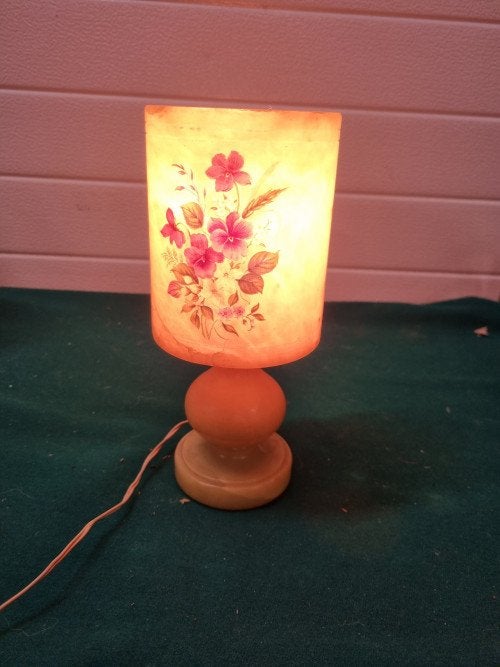Tafellamp herna alabastros spain met bloemen, Ophalen of Verzenden, 'T Olde Gre-j, Info@toldegrej.nl, Endepoelstraat 20f Didam