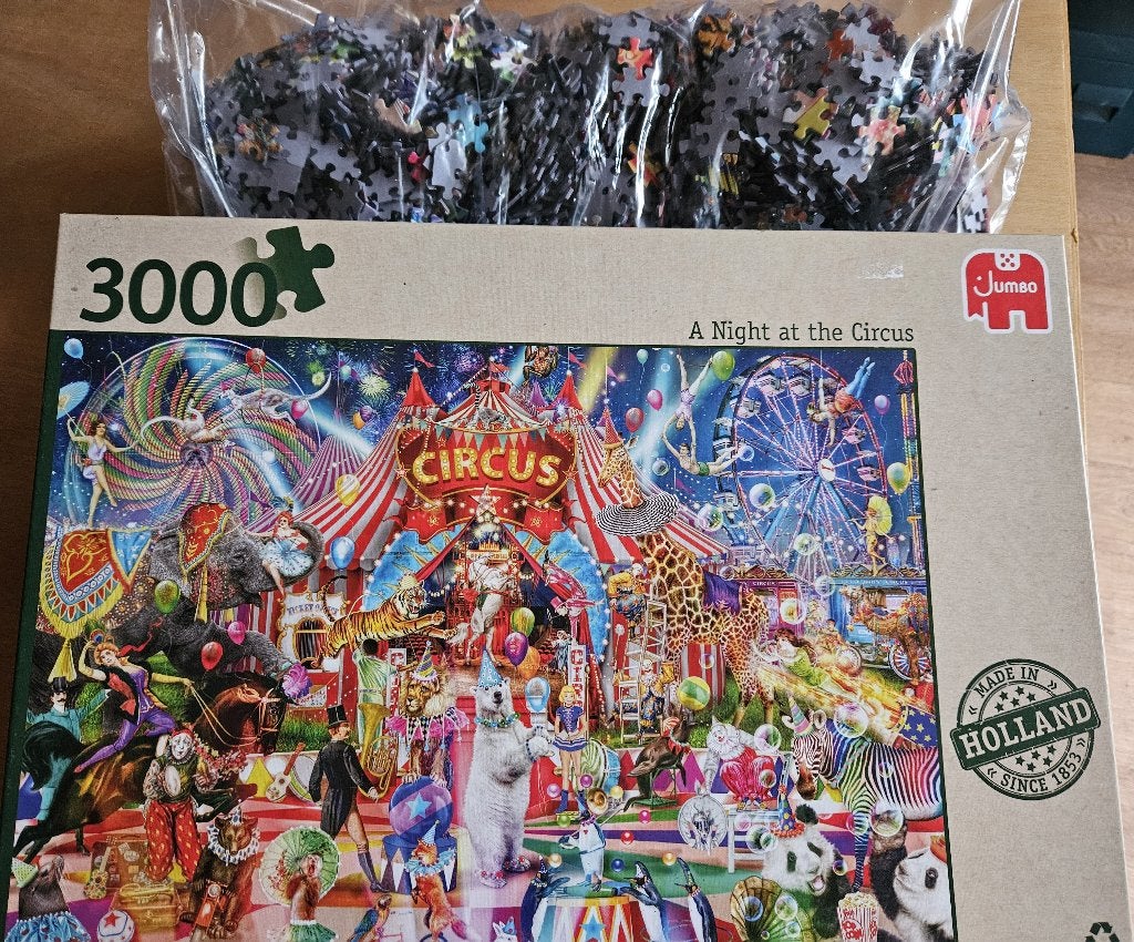 Jumbo legpuzzel 3000 stukjes A night at the circus, Ophalen, Meer dan 1500 stukjes, Nieuw, Legpuzzel