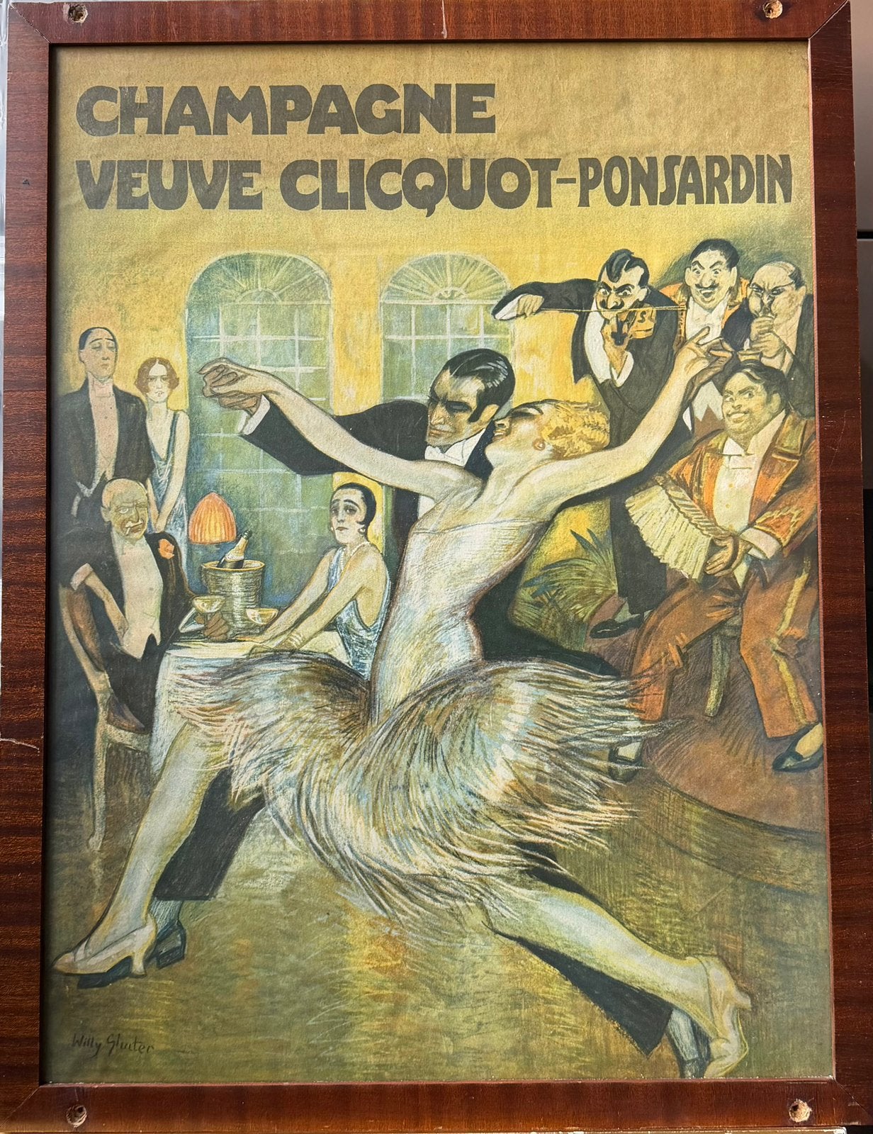 Willy Sluiter - champagne, Met lijst, Ophalen of Verzenden, A1 t/m A3, Reclame