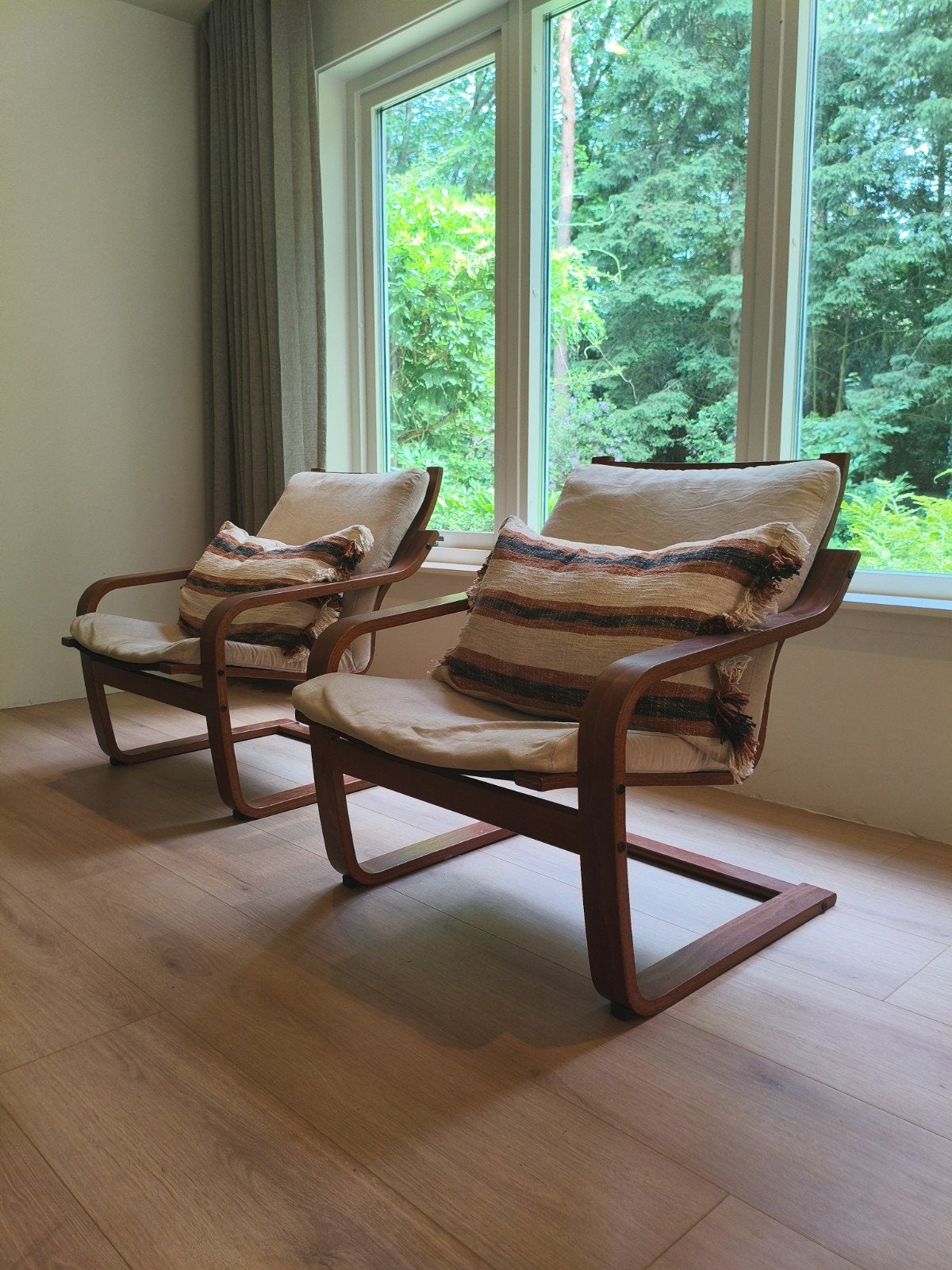 2 Vintage IKEA Poäng Fauteuils, Huis en Inrichting, Fauteuils, Ophalen of Verzenden, Gebruikt, 75 tot 100 cm, 50 tot 75 cm