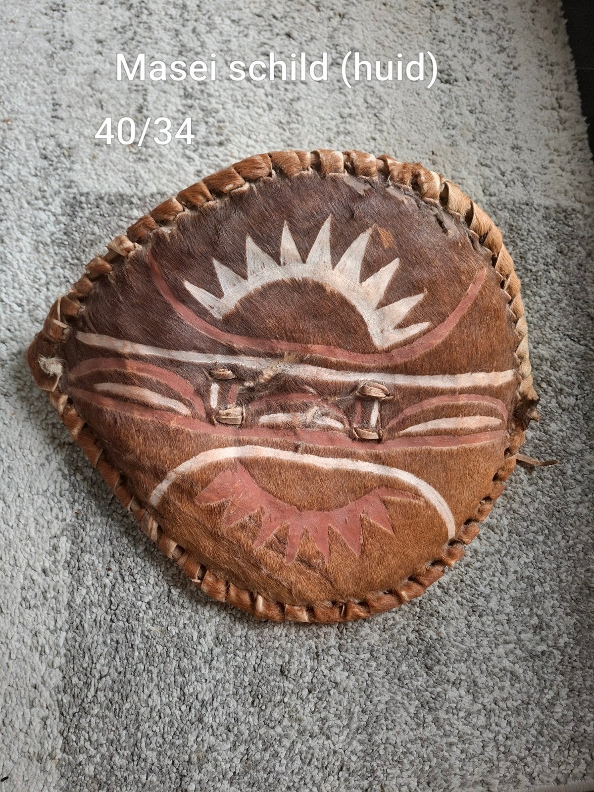 Masei schild (huid) - Afrikaanse kunst, Afrika, Geschilderd, Ophalen, Ritueel object