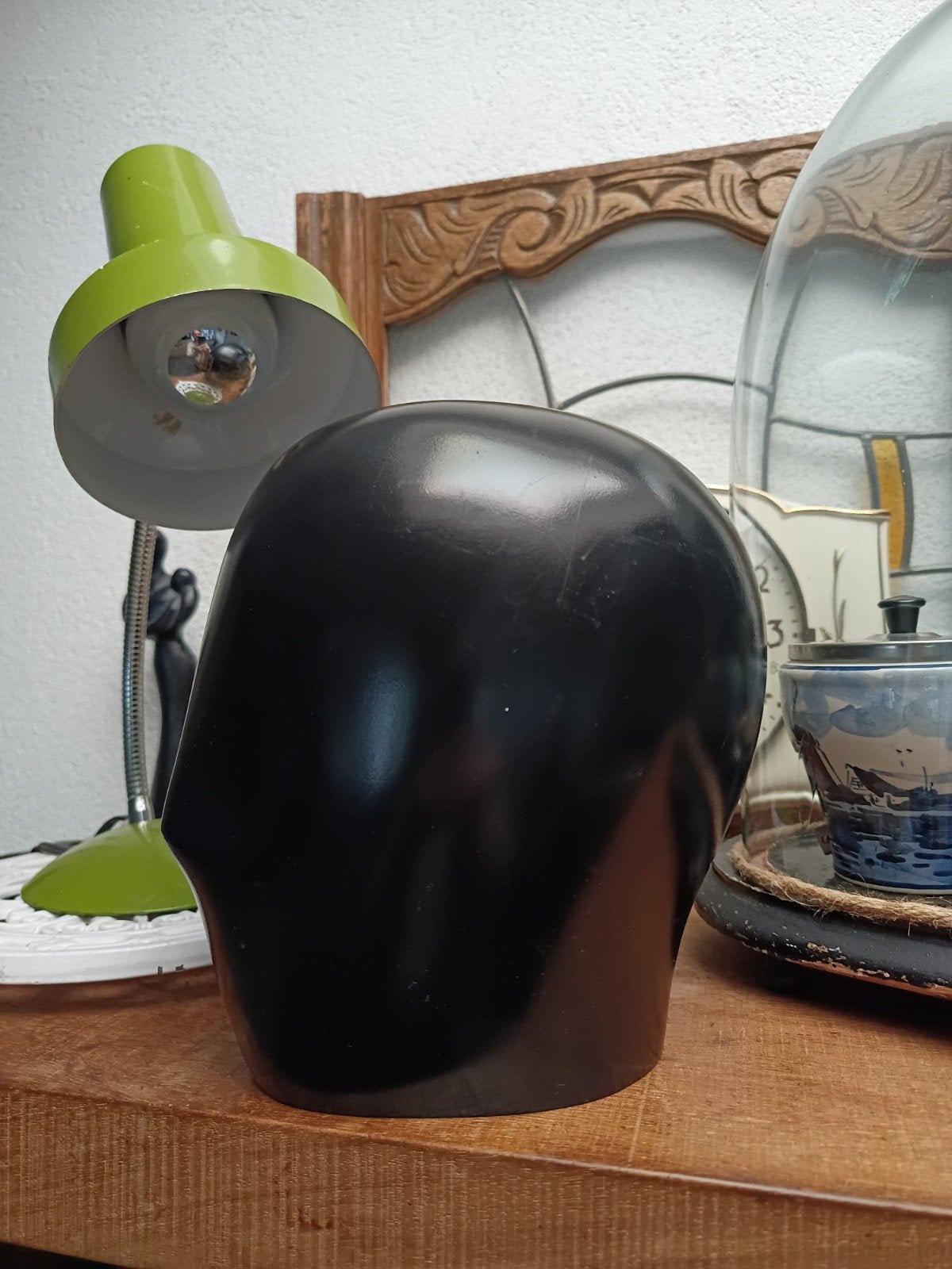 oude houten design mannequin hoofd, Ophalen, Overige typen, Zwart, Hout