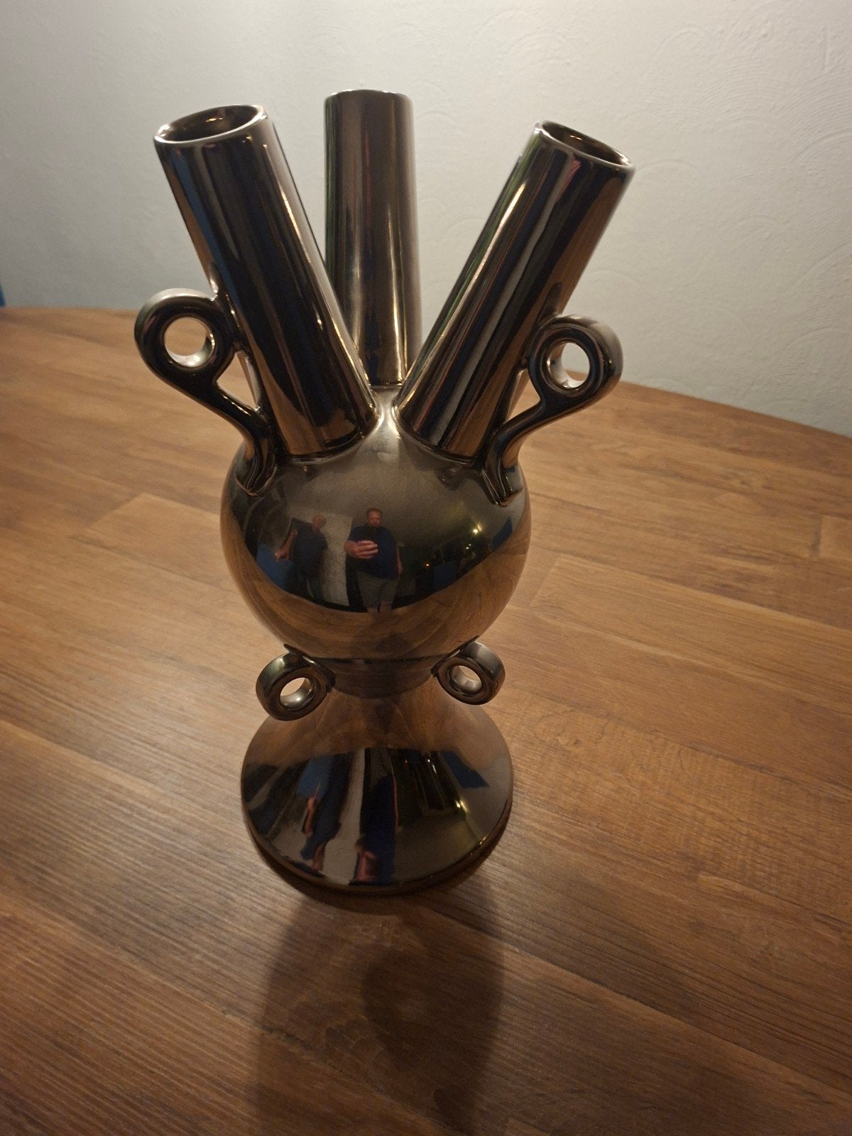 Grote Vintage Vaas - Verchroomd keramiek - Xxl - 1990, Antiek en Kunst, Ophalen of Verzenden