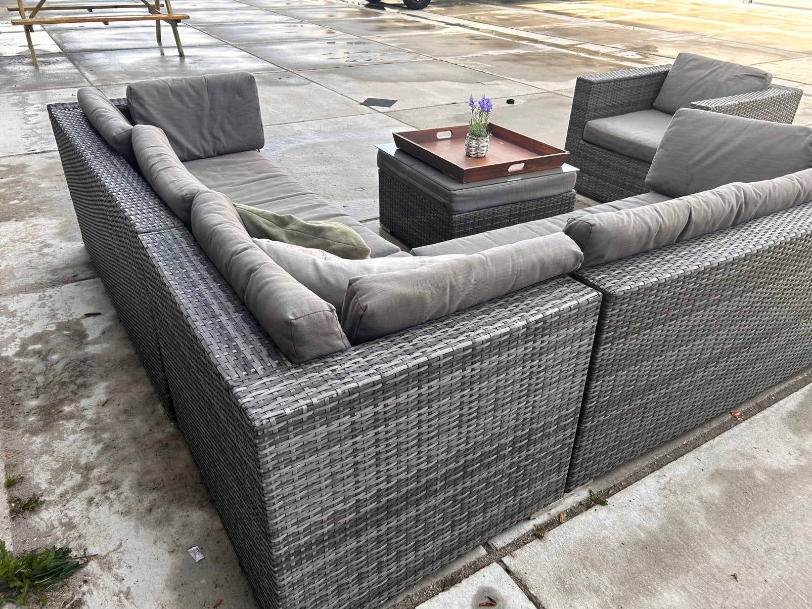 Mooie hoekloungeset met tafel en stoel, incl. nieuwe hoezen, Ophalen, 5 zitplaatsen, Bank, .