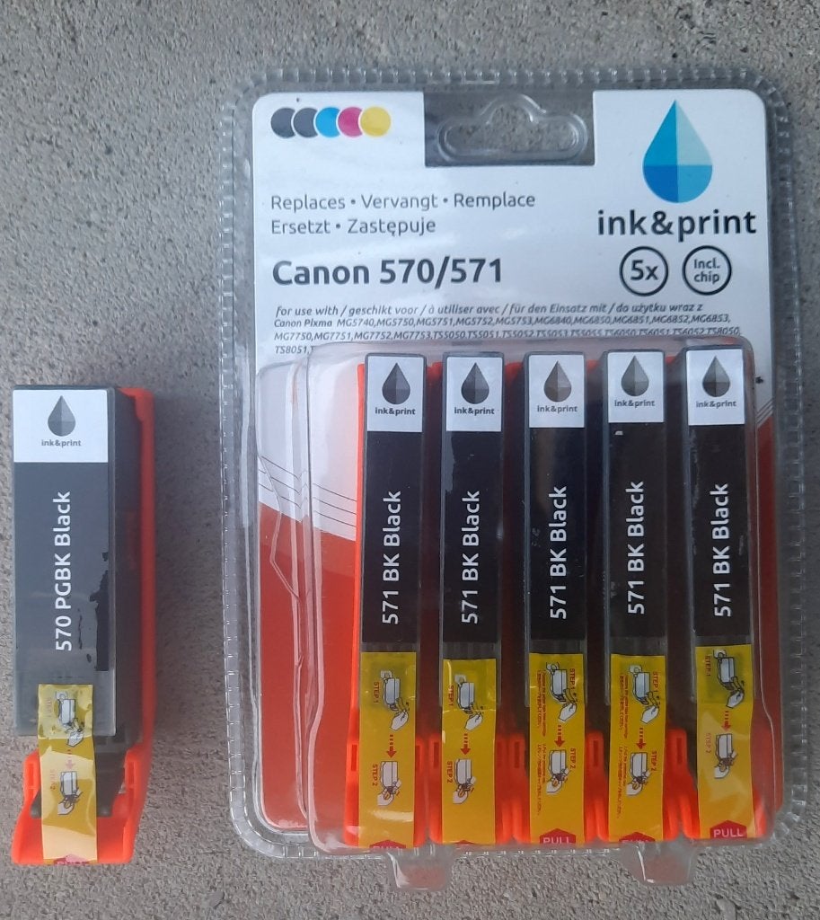 cartridge zwart inkt 570 571, Ophalen, Nieuw, Cartridge, Canon (Compatibel)