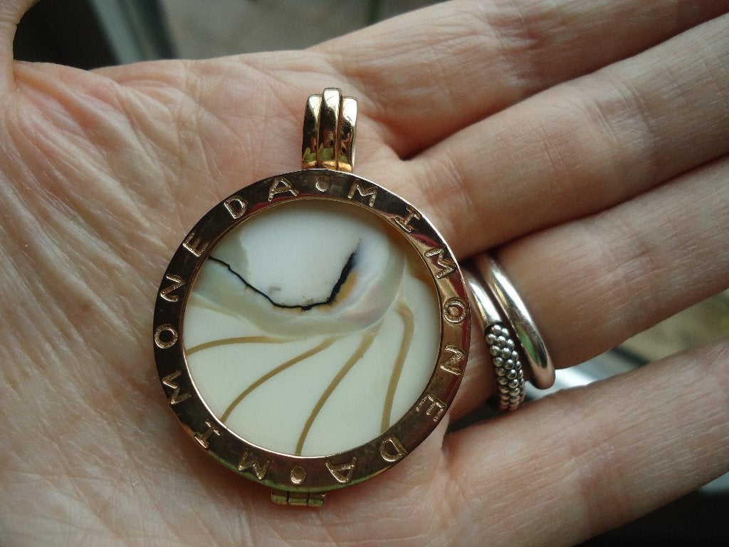 mooie echt zilveren hanger mimoneda goud L met munt, Overige voorstellingen, Ophalen of Verzenden, Zo goed als nieuw, Goud
