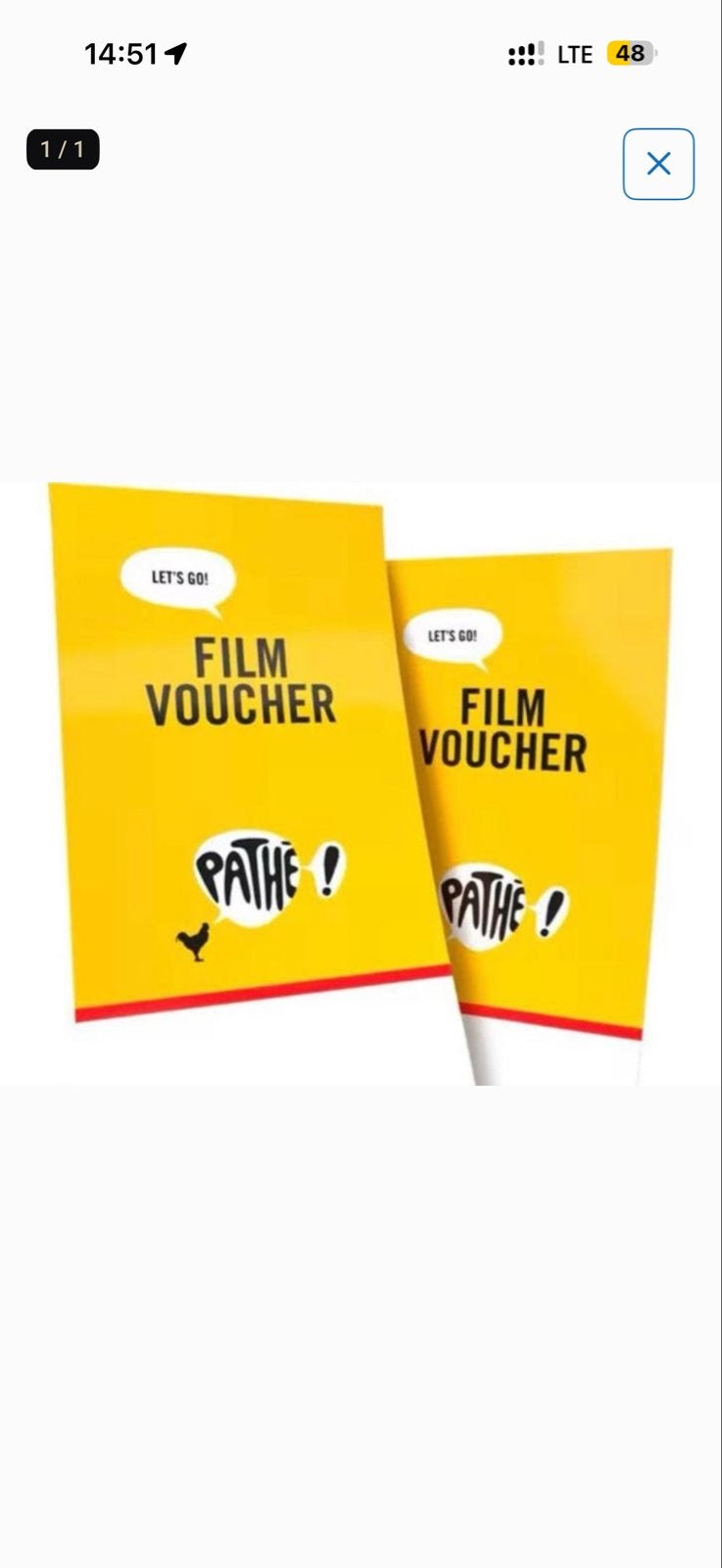 Pathe voucher alle dagen, Eén persoon, Kortingskaartje