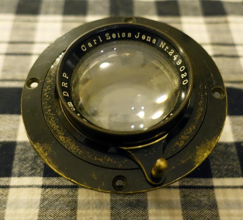 Vroege Carl Zeiss Tessar 21cm f4.5 lens zonder sluiter, 1913, Verzamelen, Fotografica en Filmapparatuur, Lens of Lenzen, Voor 1940