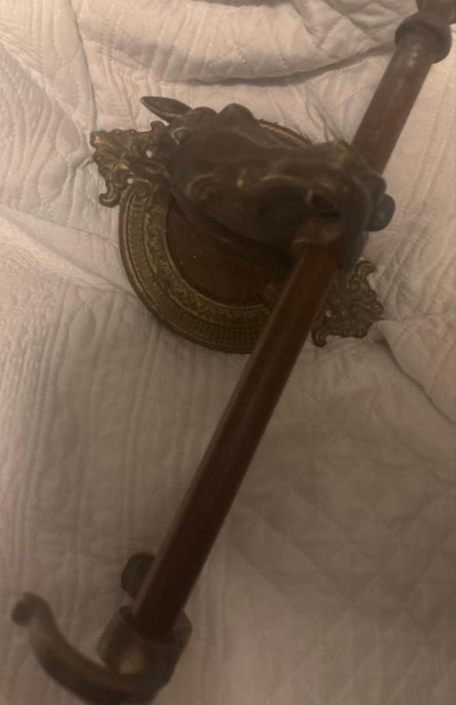 Vintage Messing Paardenkop Kapstokrek - 5 Haken, Antiek en Kunst, Ophalen of Verzenden