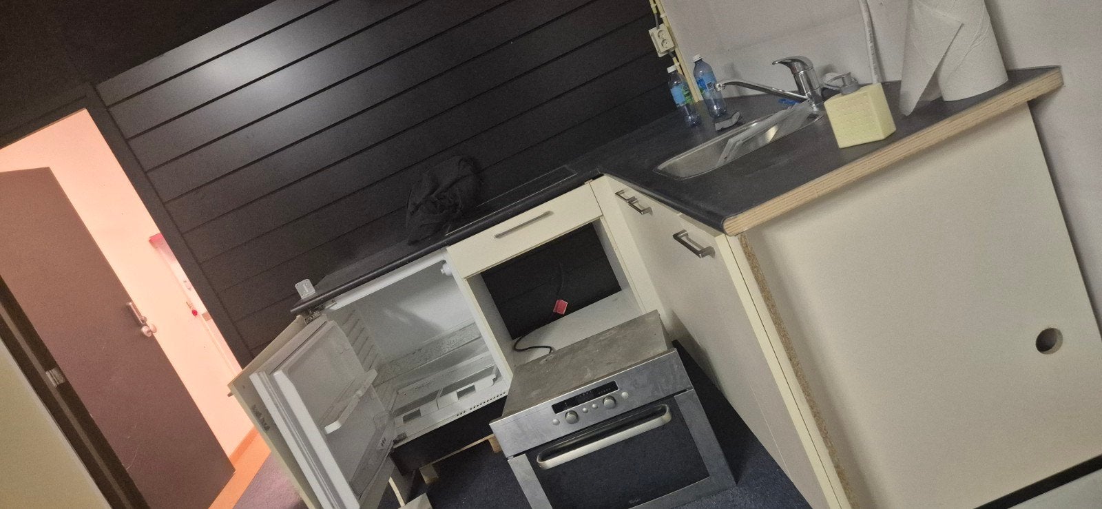 Complete keuken met koelkast en oven, Gebruikt, Wit, Enkelwandige keuken, Ophalen of Verzenden