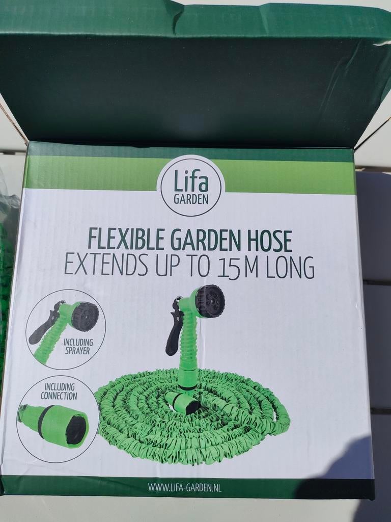Lifagarden Flexibele Tuinslang 15M met Sproeier en Koppeling, Ophalen