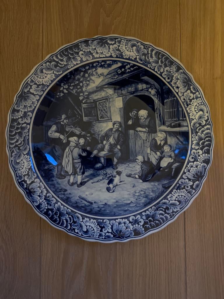 Delfts Blauw Wandbord - Hollandse Scène, Ophalen