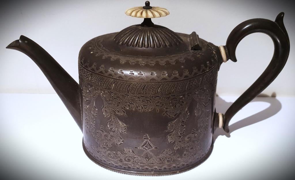 Oude Engelse tinnen theekan, Antiek en Kunst, Antiek | Tin, Ophalen of Verzenden
