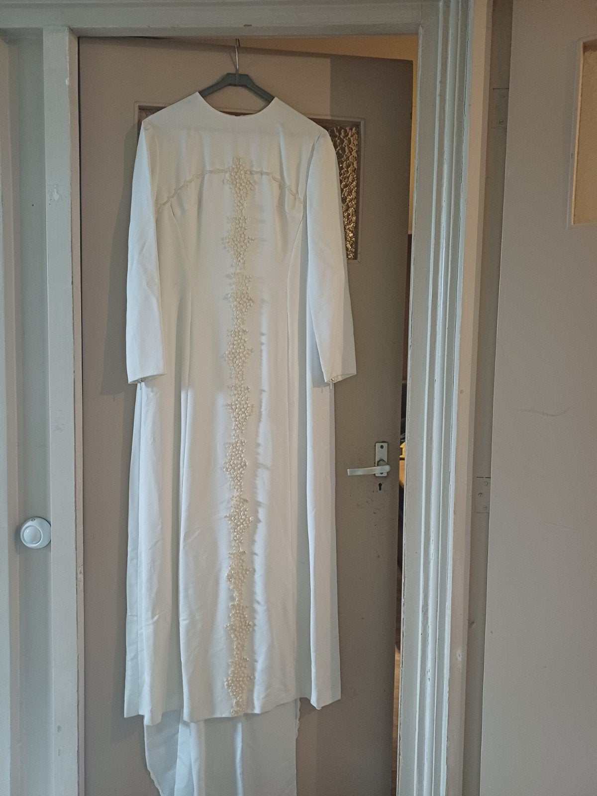 Vintage Trouwjurk Jaren '70 - Vogue Couture, Trouwjurk, Wit, Ophalen of Verzenden, Gedragen
