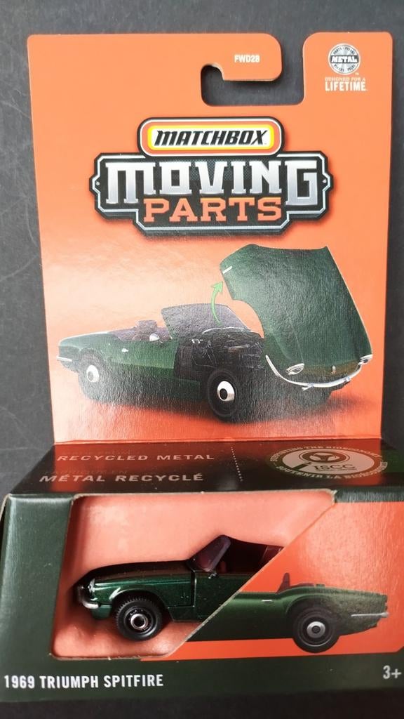 Triumph Spitfire 1969 1:64 Matchbox Moving parts Pol, Auto, Verzenden, Nieuw, Matchbox@mattel.com