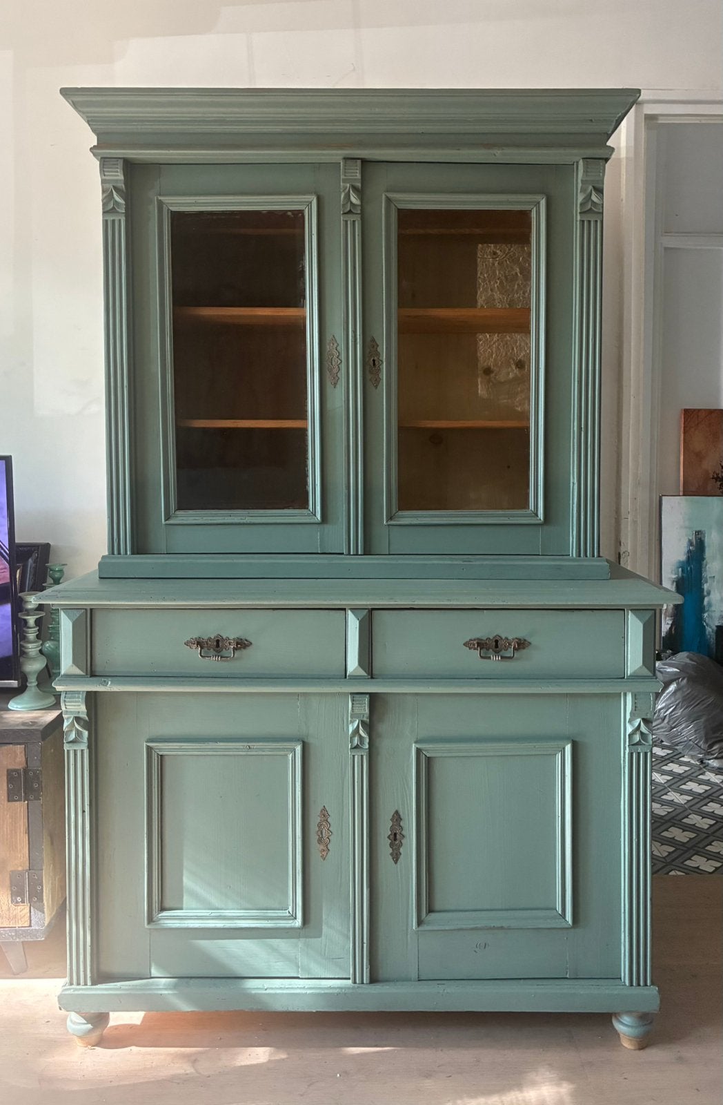Antieke grenen buffetkast., Ophalen, Gebruikt, Vintage brocante, 25 tot 50 cm