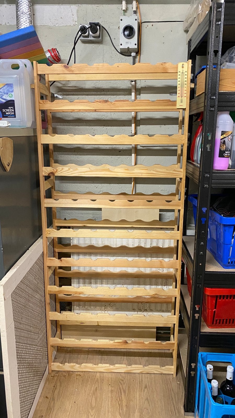 Houten wijnrek voor 77 flessen, Huis en Inrichting, Woonaccessoires | Wijnrekken, Ophalen, Gebruikt, Hout, 25 flessen of meer