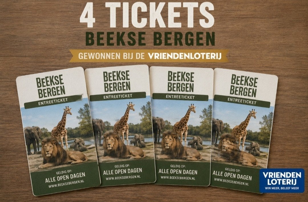 4x Beekse Bergen dierentuin entreekaarten, Tickets en Kaartjes, Drie personen of meer, Ticket of Toegangskaart