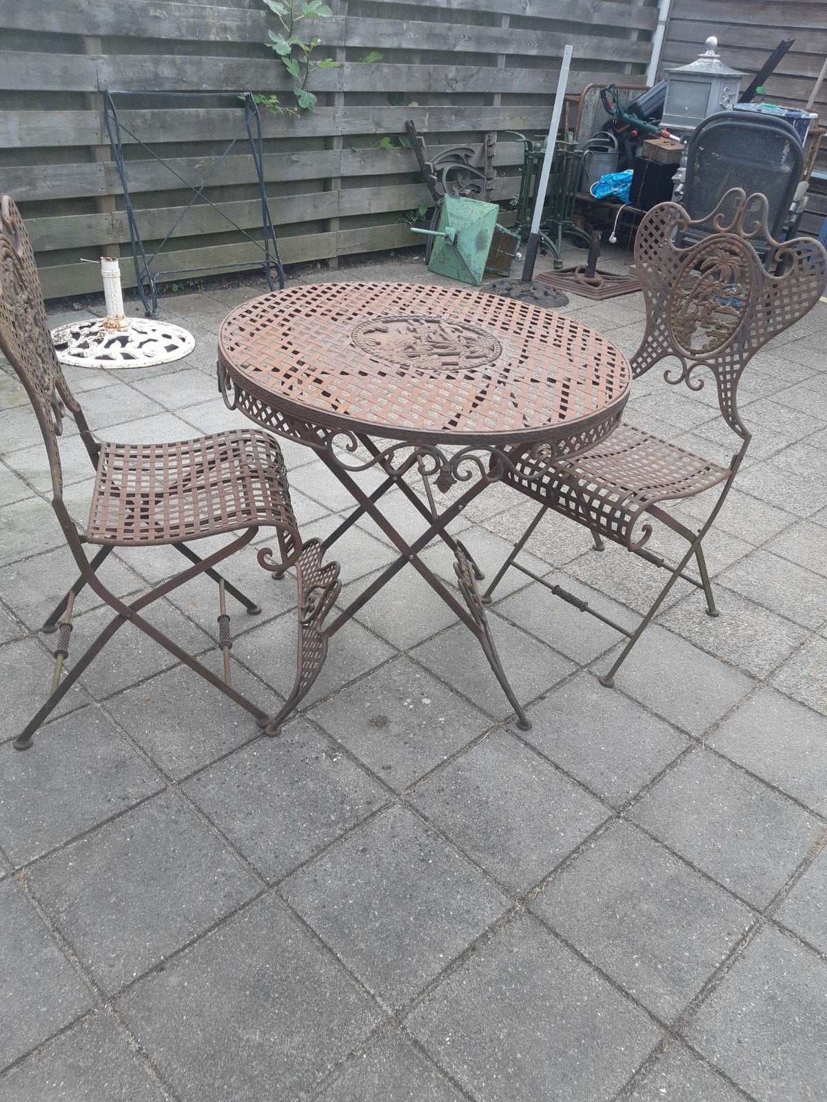 zwaar gietijzeren bistro set, Ophalen, Overige materialen, 2 zitplaatsen