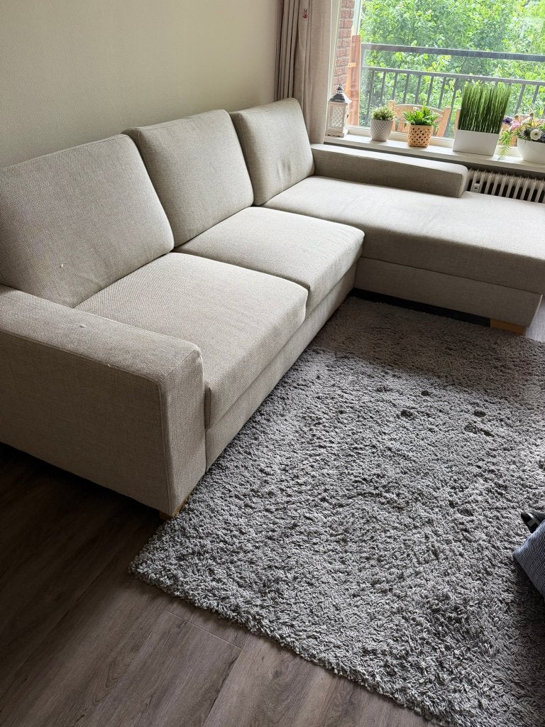 IKEA KIVIK 4-zitsbank met chaise longue lichtbeige, Ophalen, Gebruikt, 300 cm of meer, 75 tot 100 cm