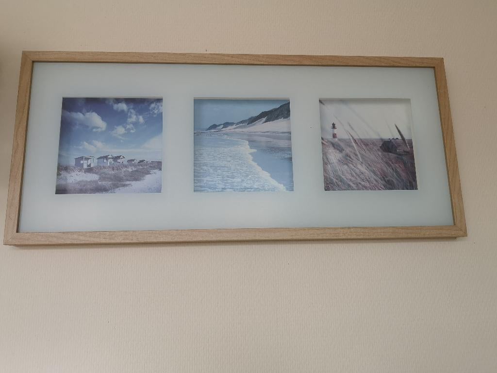 drieluik zee en strand, Ophalen, Zo goed als nieuw, Schilderij, Minder dan 50 cm
