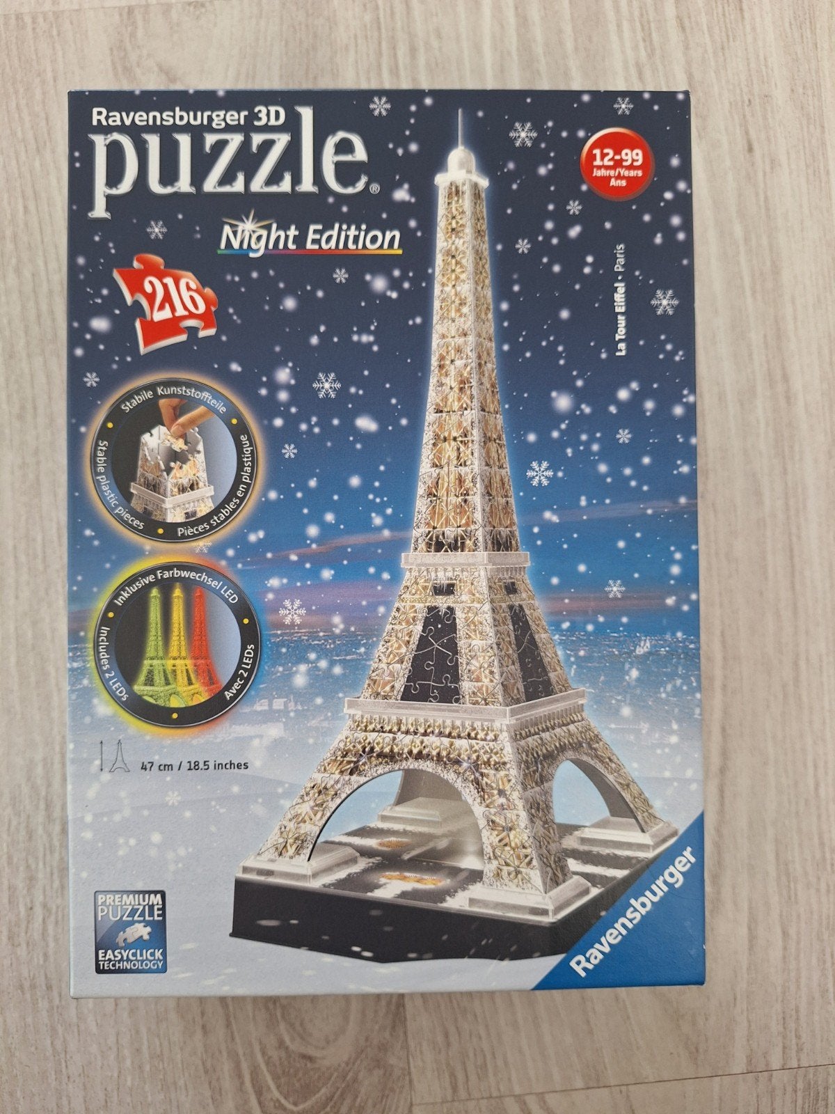 Ravensburger 3D Puzzel Eiffeltoren Night Edition, Ophalen, Minder dan 500 stukjes, Zo goed als nieuw, Overige typen