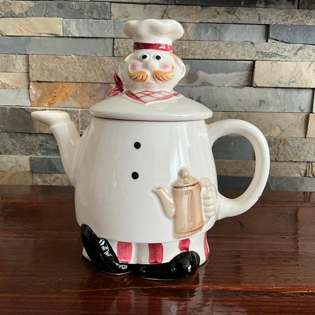 Keramische Theepot Kok - Chef Novelty Teapot - Handgemaakt, Antiek en Kunst, Ophalen of Verzenden