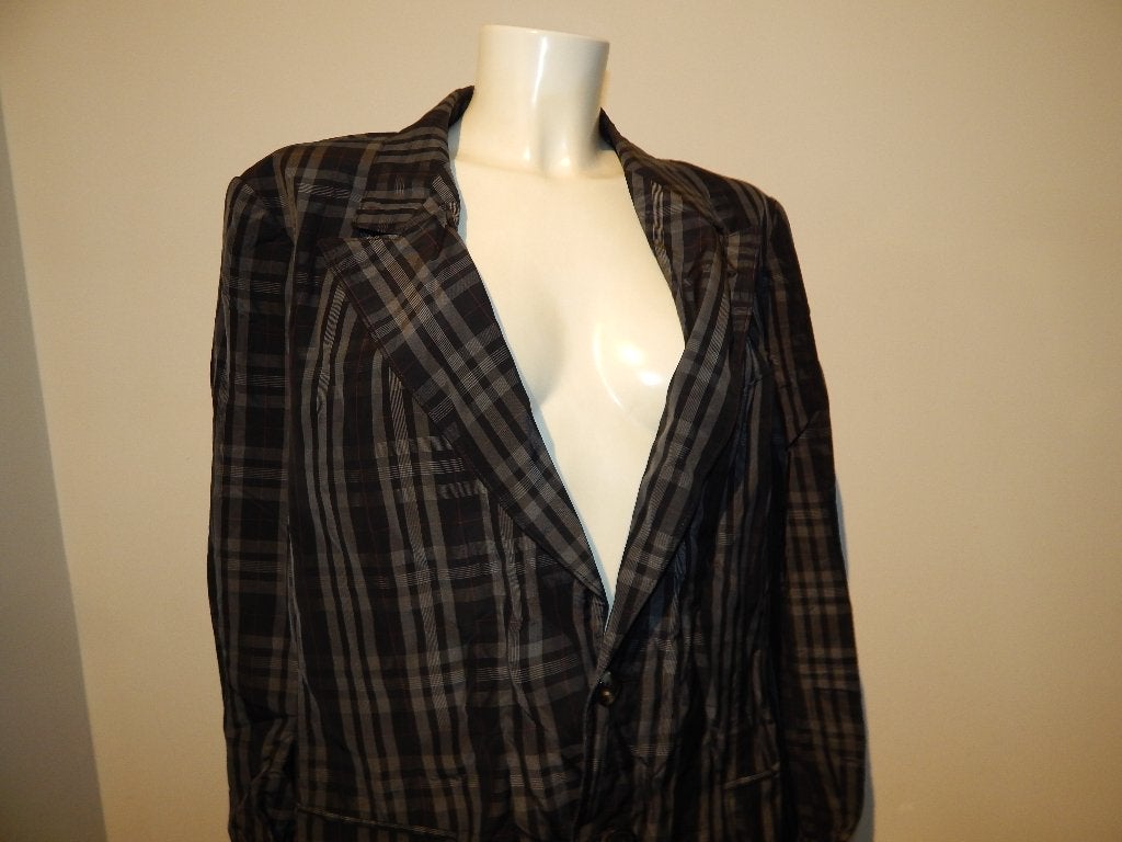 Dries van Noten blazer vintage ruiten print milde glans 52, Verzenden, Zwart, Zo goed als nieuw, Jasje