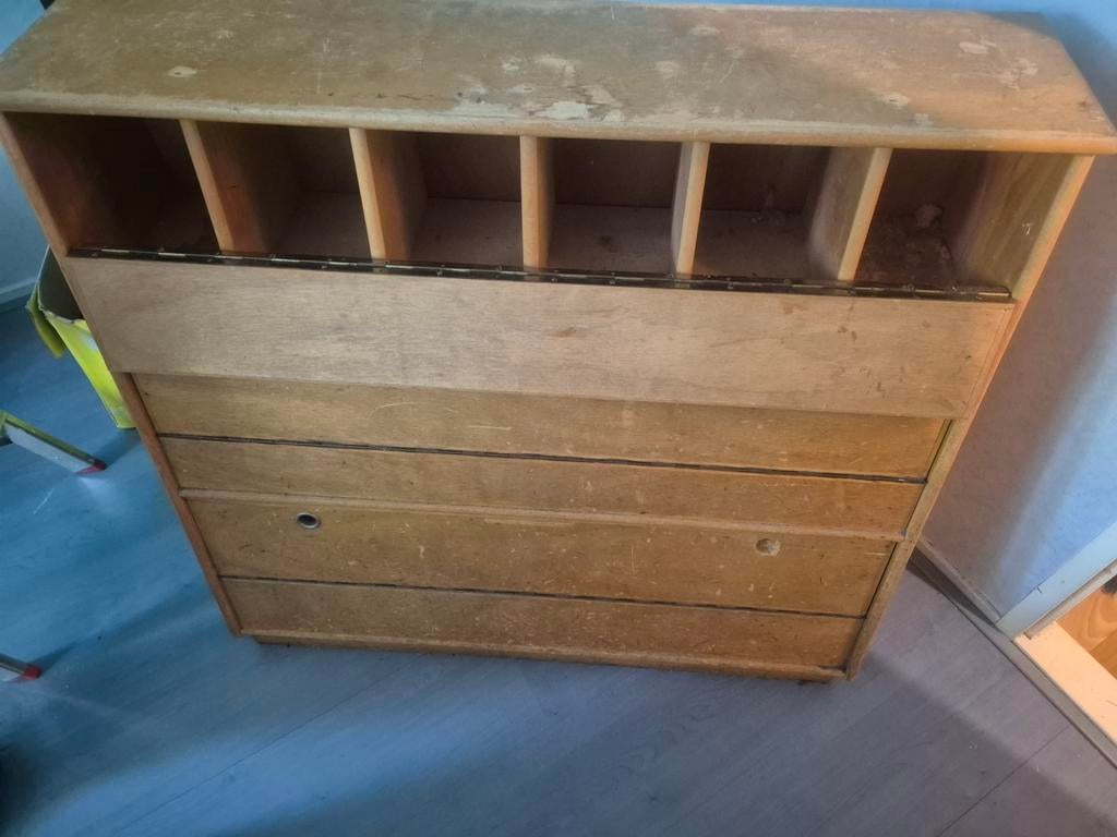 Vintage houten organizer met vakken, Ophalen